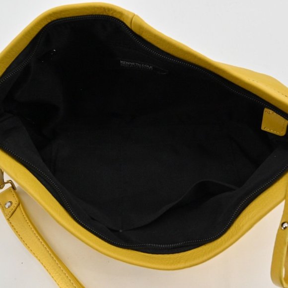 KENNETH COLE Reaction Yellow Clutch Wristlet Bag Leather Removable Strap Zip Up - Picture 9 of 11